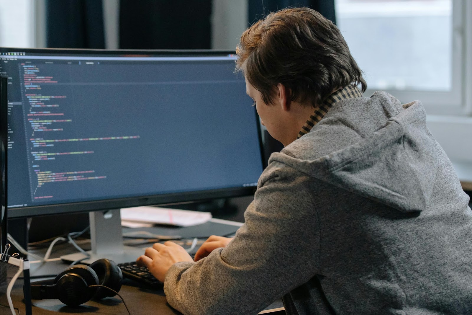 Man writing code