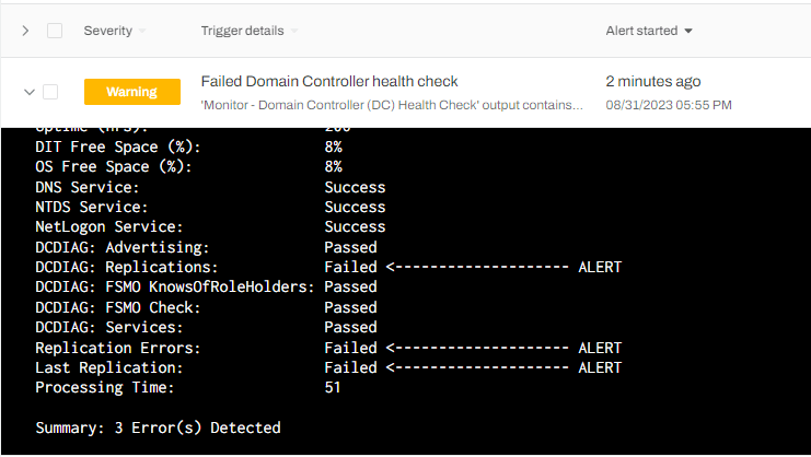 Review logs to see the results.