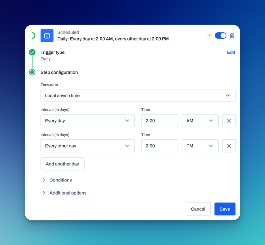 Hourly and Daily triggers for automating tasks on a recurring schedule