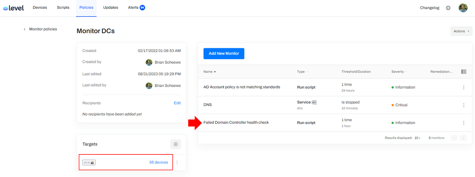 Setting targets for your monitoring policy.
