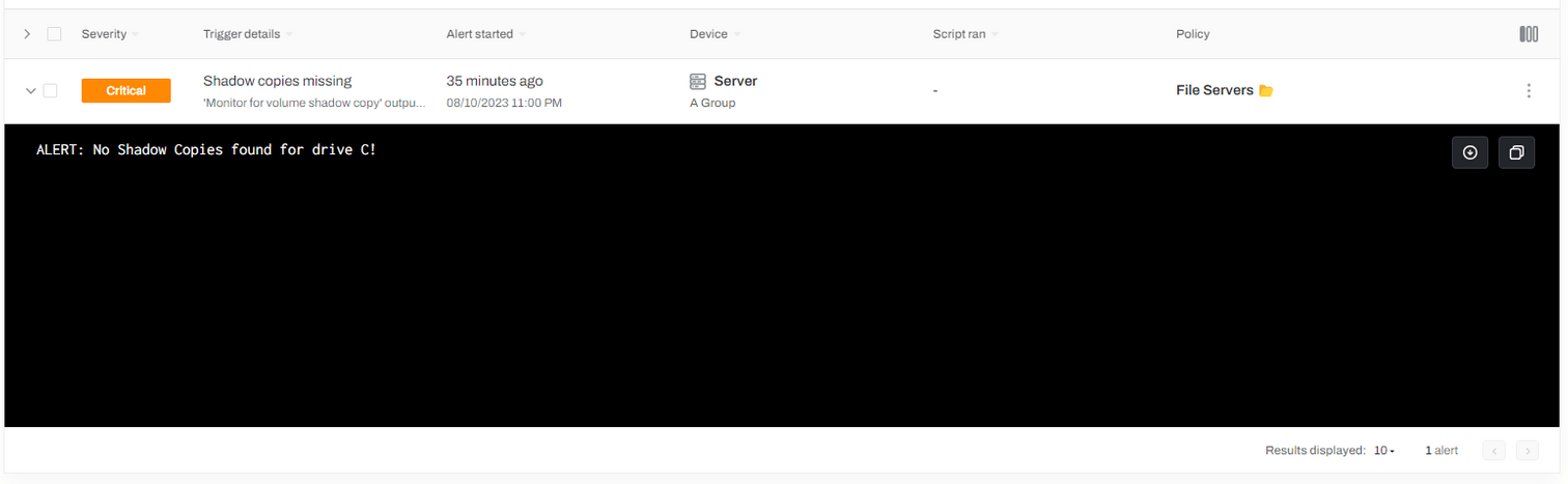 Checking the results of the script output.