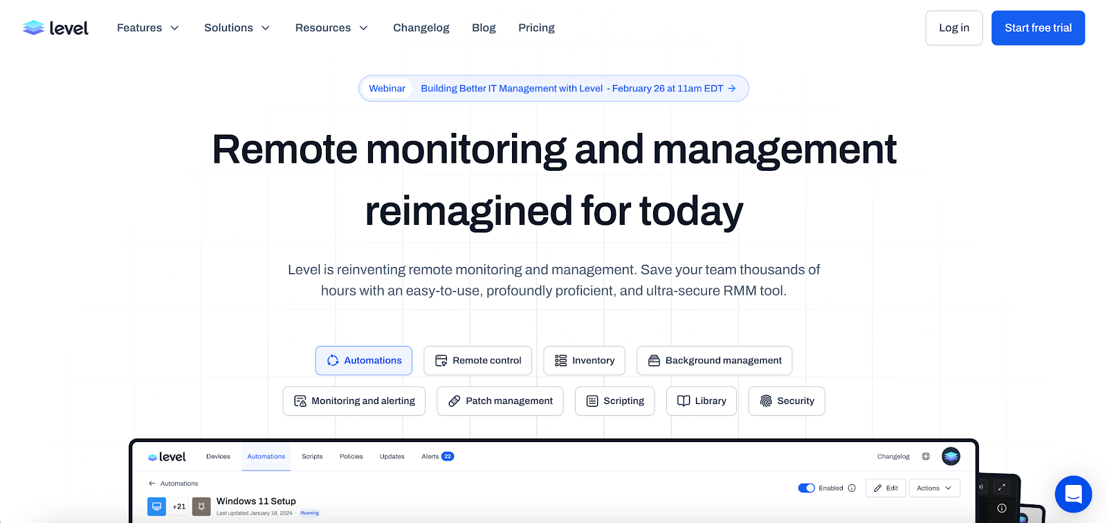 Level network management tool